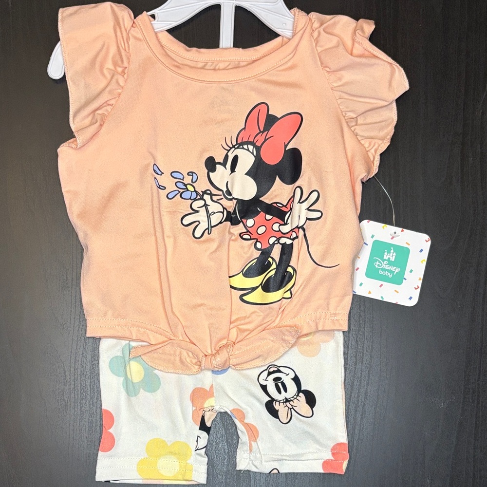 Disney Peach and White Minnie Mouse Kids Matching Set